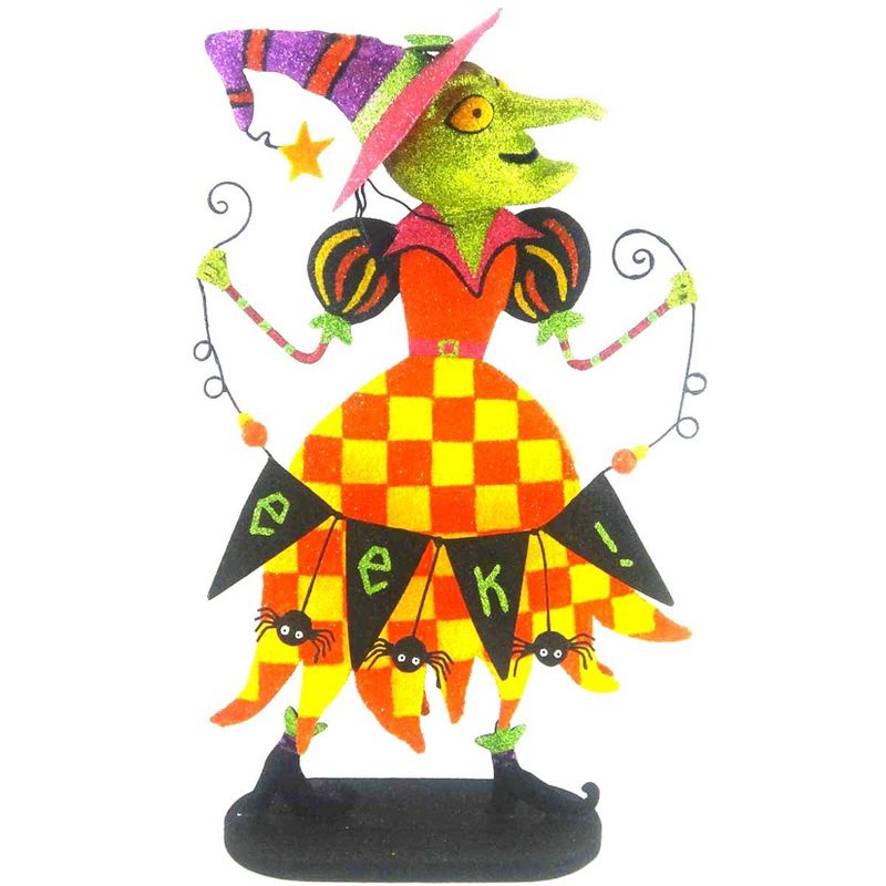 Halloween Booville Witch Spiders Eek! Green Face  -  Decorative Figurines