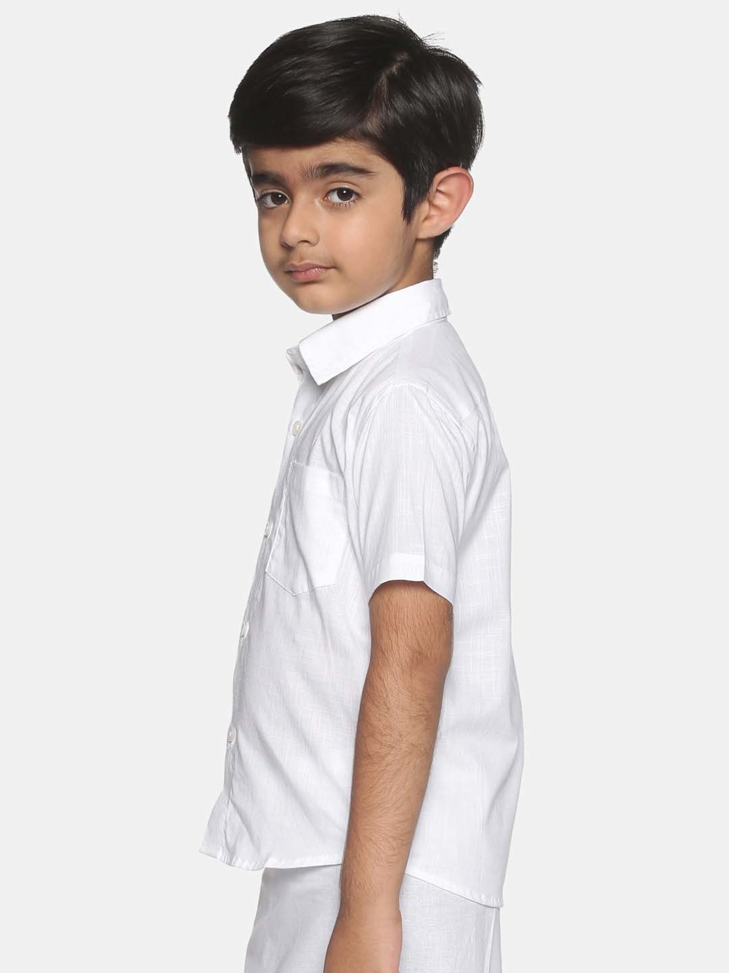 Sethukrishna Kids White Cotton Regular Fit Shirt