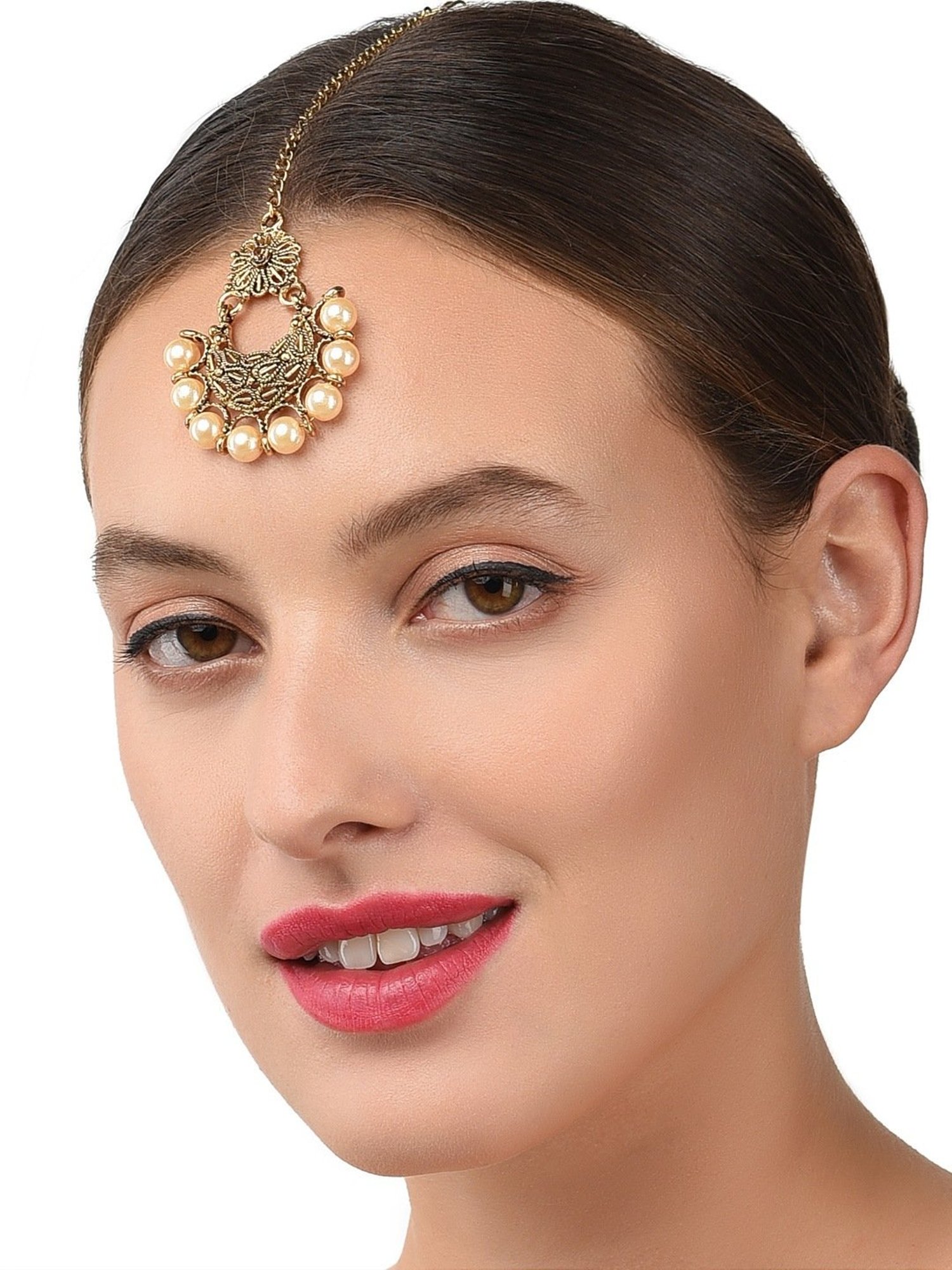 Zaveri Pearls Golden Alloy Maang Tikka - Set of 4