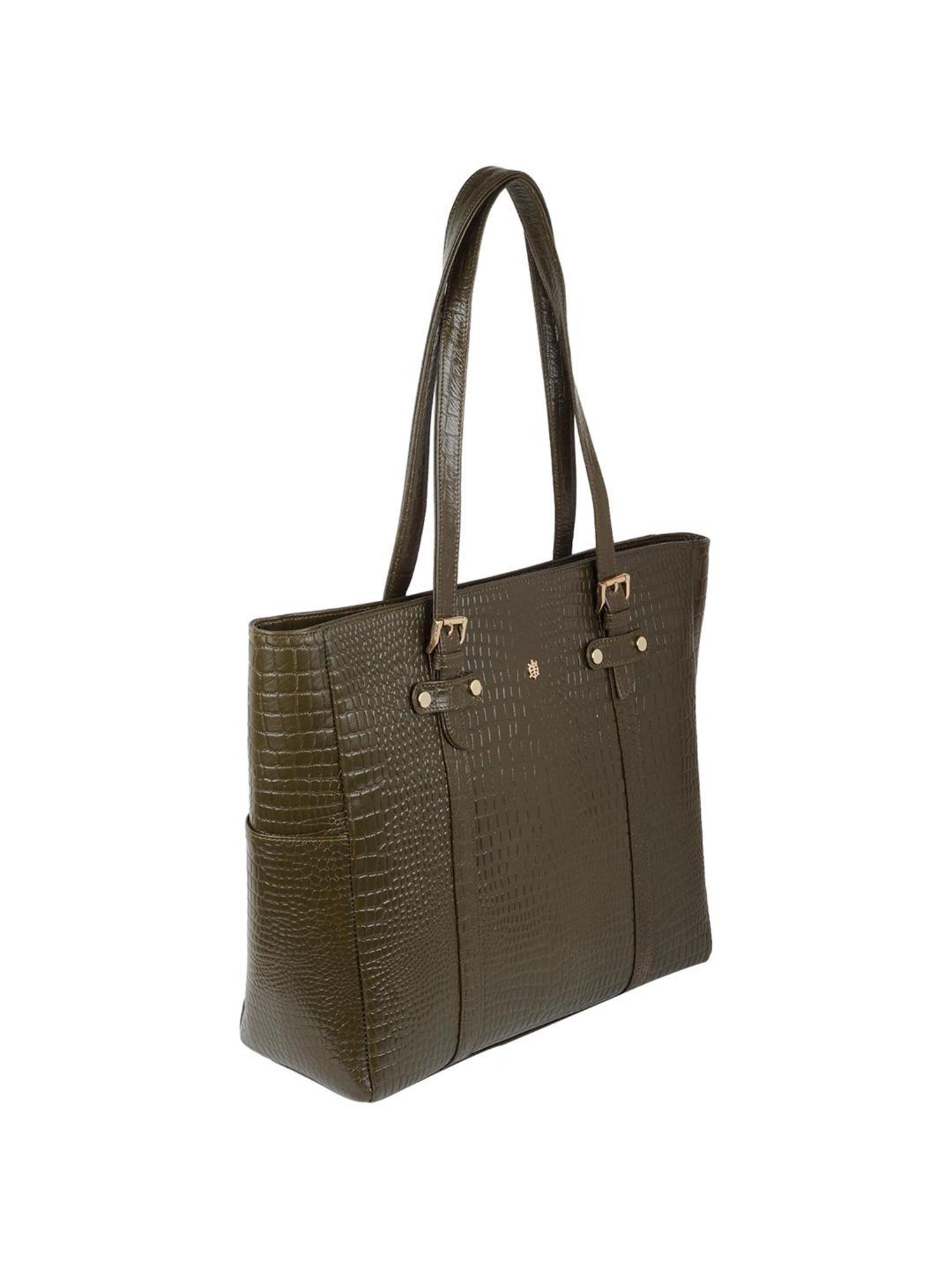 Tortoise Work Edition Avril Dark Green Textured Medium Laptop Tote Handbag