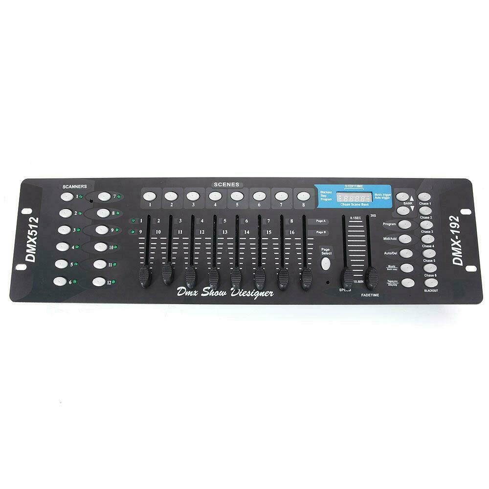 New 192CH DMX512 Stage Light Controller Laser DJ Disco Lighting Console Black