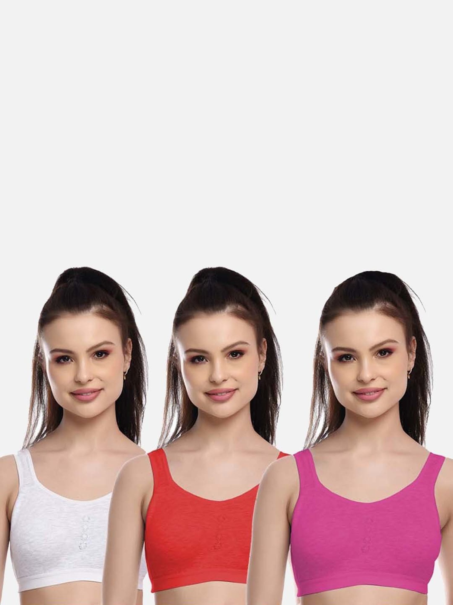 FIMS: Fashion is my Style Grey & Pink Sports Bras - Pack Of 3