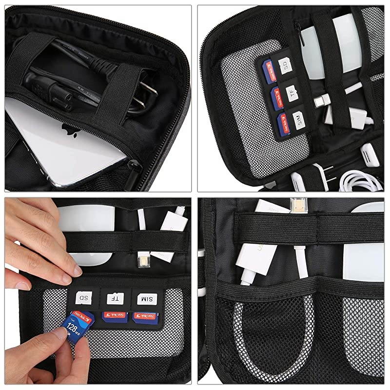 Electronic Organizer, Travel Accessories Bag Medium Size for Cable, Adapter, Powerbank, USB Sticks, Black