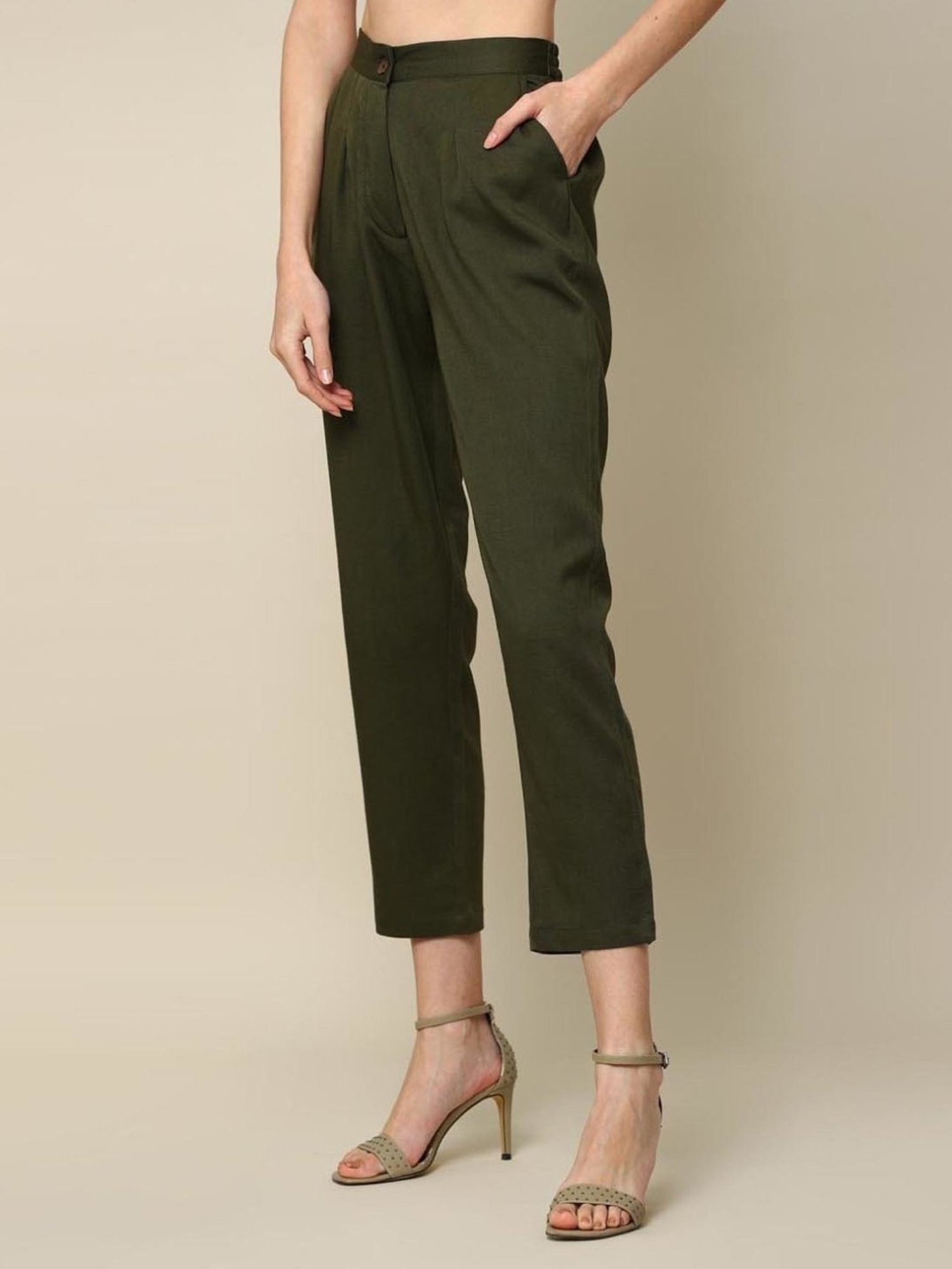 Saltpetre Classic Tencel Tapered Olive Trousers