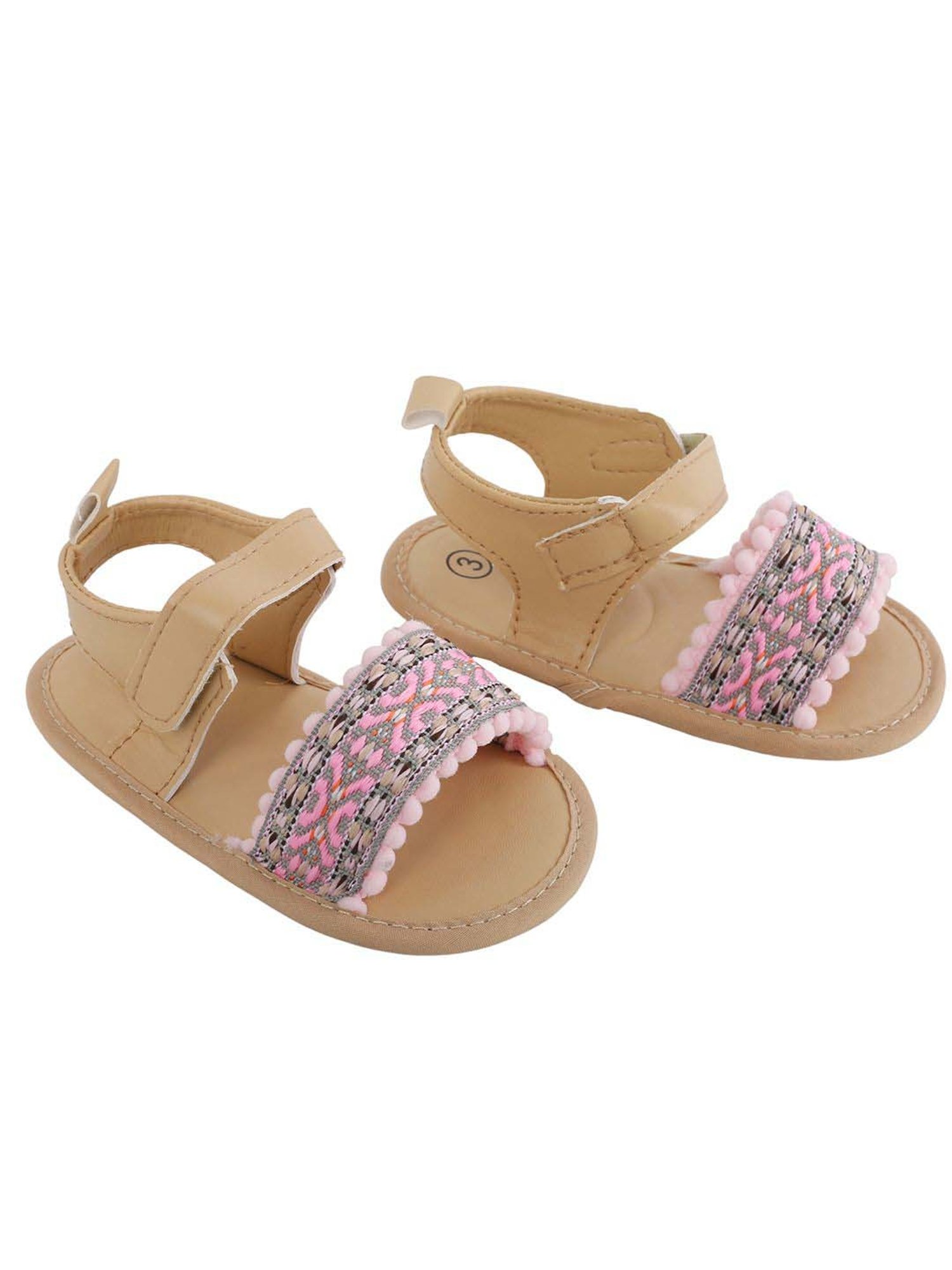 Baby Moo Kids Beige & Pink Casual Sandals