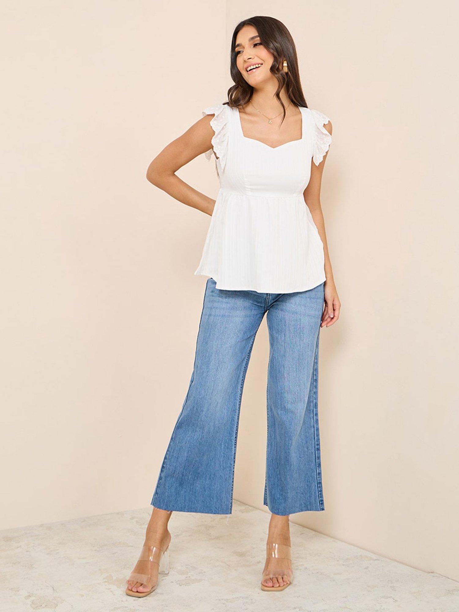 Styli White Regular Fit Top