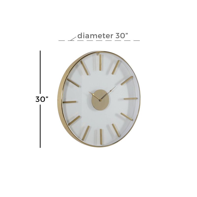 30" x 30" Large Round Stainless Steel Modern Wall Clock Gold - Venus Williams Collection