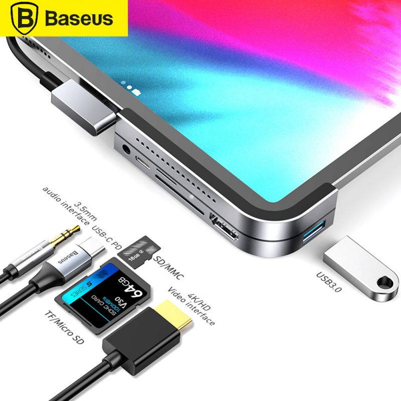 Baseus Multifunctional Type-C HUB Converter USB C HUB to USB 3.0 for iPad Pro Type C HUB for MacBook Pro Docking Station Multi 6 USB Ports