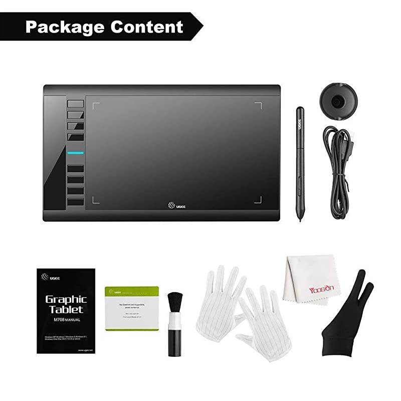 M708 V2 Graphics Drawing Tablet 10 x 6 Inch Large Drawing Tablet 8192 Levels Pressure BatteryFree Pen Stylus 8 Hotkeys Compatible with Windows 1087 Mac Os Artist Designer Amateur