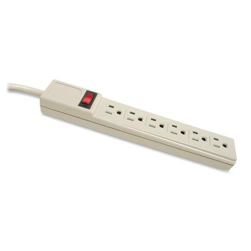 Compucessory - Power Strip,6 Outlet,Built-in Circuit Breaker,15 Cord,Gray, Sold as 1 Each, CCS 55157