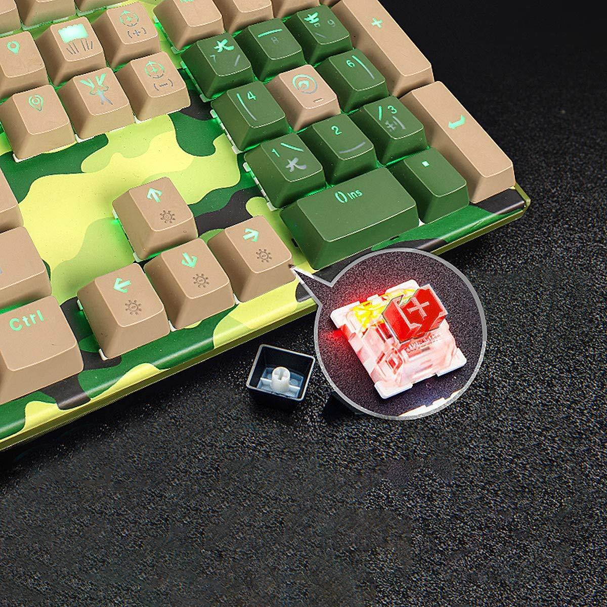 Merdia Mechanical Gaming Keyboard Wired Backlit OUTEM Red Switch Keyboard Full Size 104 Keys US Layout-Camouflage