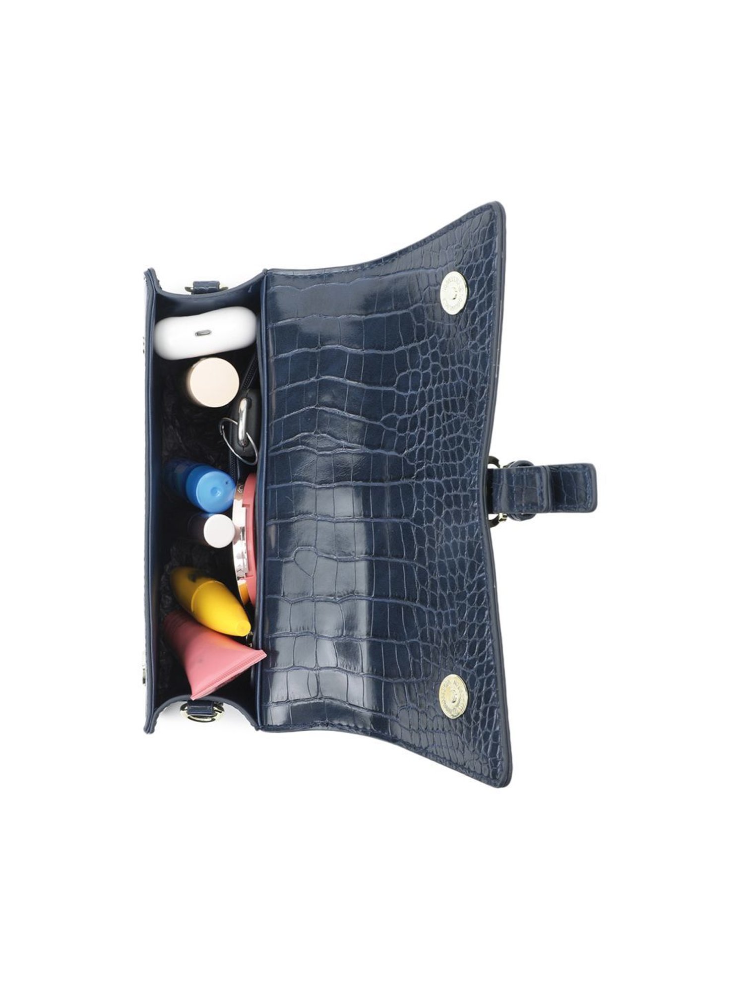 Tyra Isla Navy Textured Faux Leather Satchel Handbag