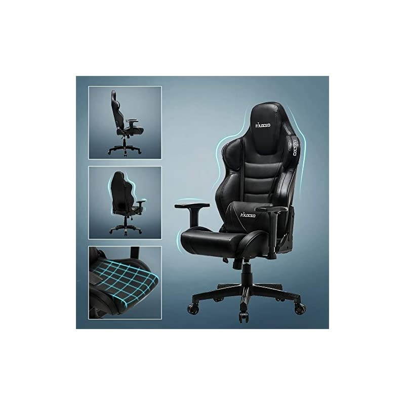 Executive Swivel Office Chair, High-Back Racing Gaming Chair, Ergonomic Adjustable Computer Desk Chair, PU Leather Task Chair with Headrest and Lumbar Support（Contoured Design）
