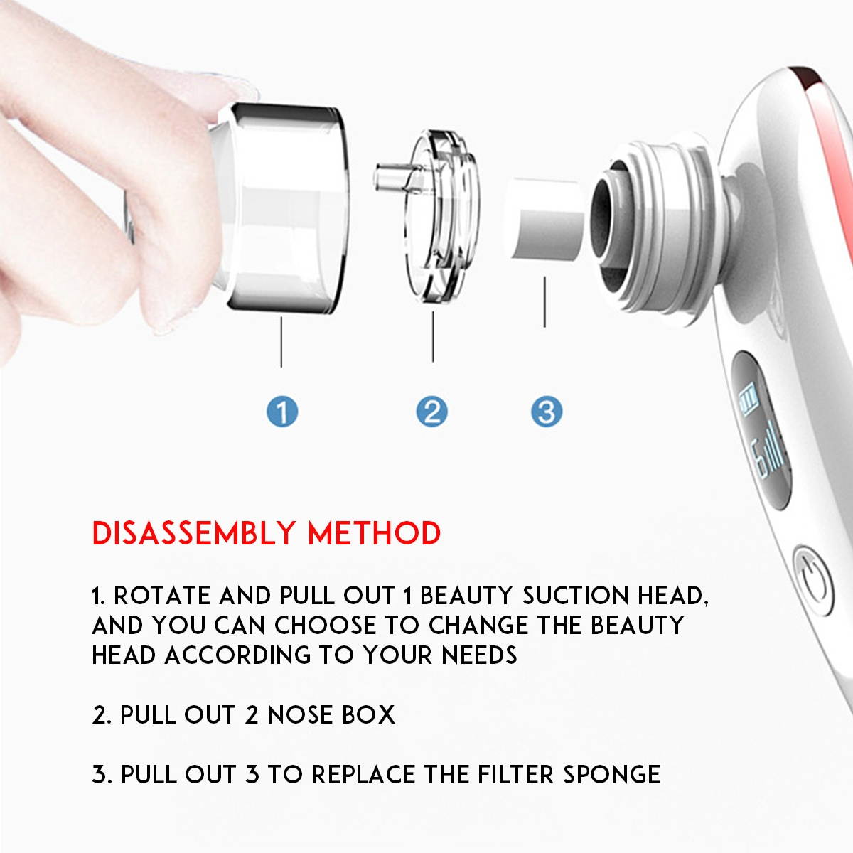 All-in-one Blackhead Skin Cleaner LCD Display Baby Nasal Aspirator For Cleaning-Basic Edition/Rose Red