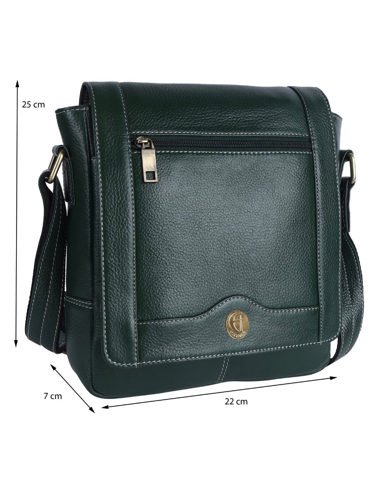HiLEDER Pure Genuine Leather Messenger Shoulder Sling Cross Body Offic Bag for Men and Women, Green