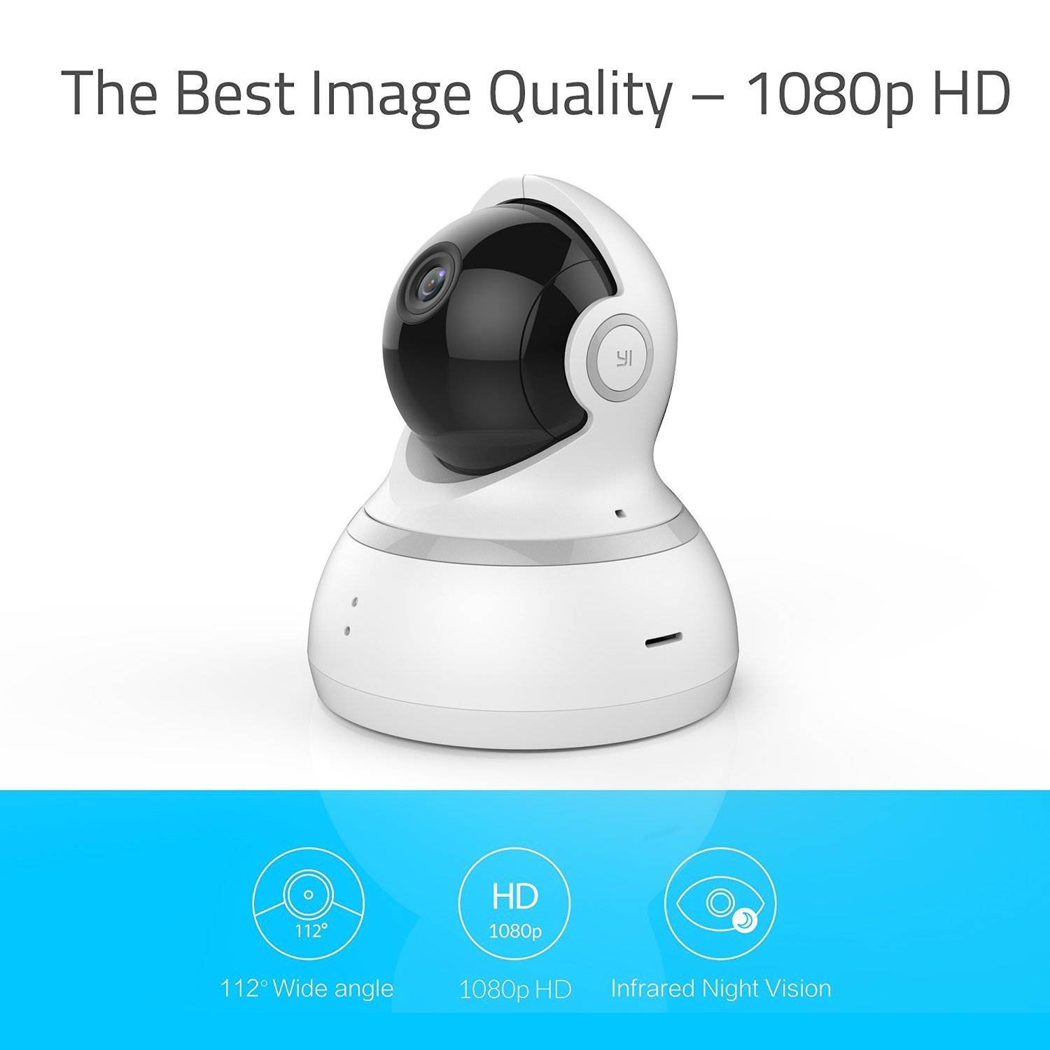 YI Dome Camera 1080p HD Pan/Tilt/Zoom 112&deg; Wide-angle 2-way Audio Wireless 360&deg; Complete Coverage  infrared LED Night Vision Auto-Cruise, 4x zoom, IP Security Surveillance System, White (US Edition)