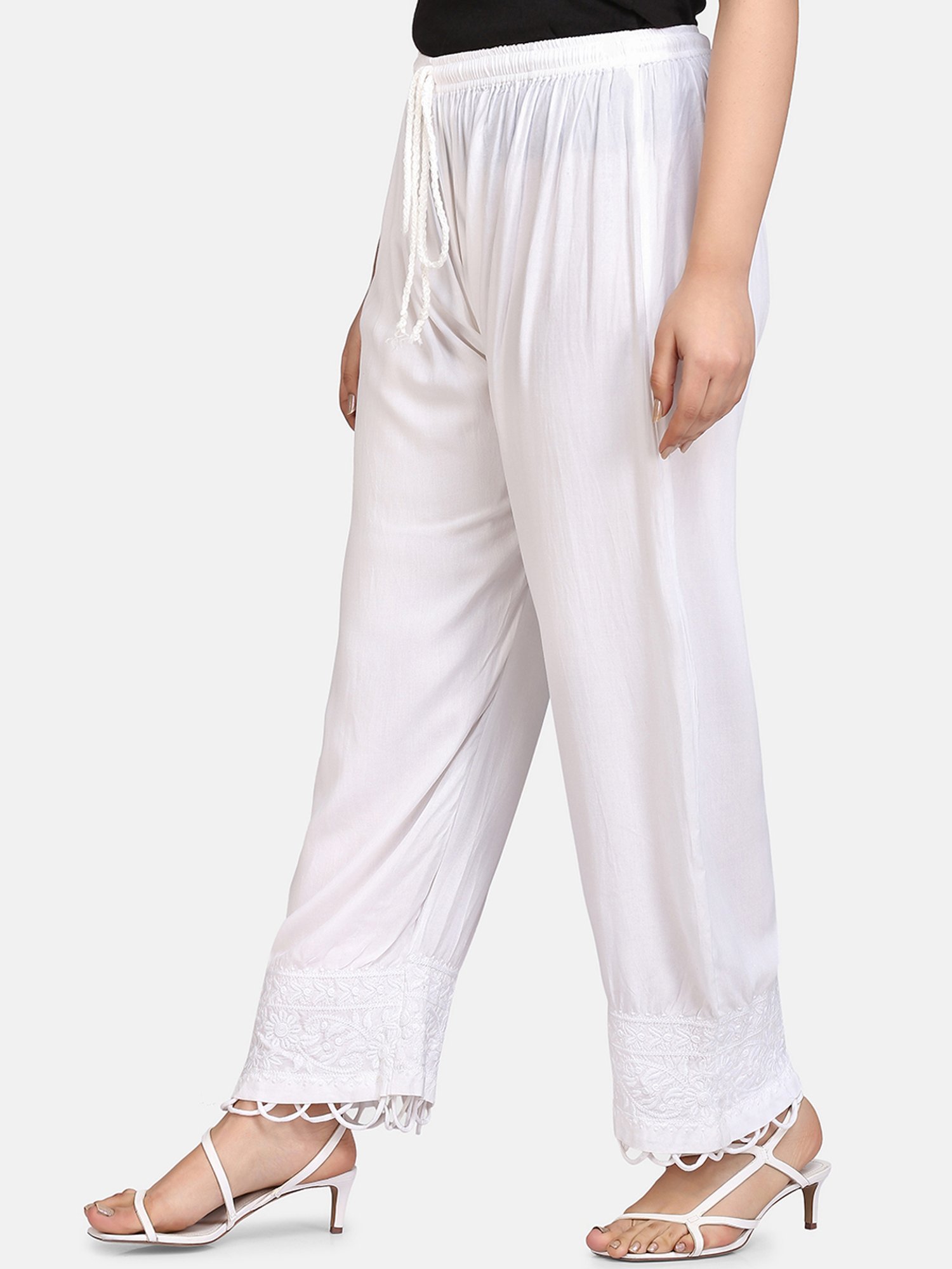 SHADES White Chikankari Pants