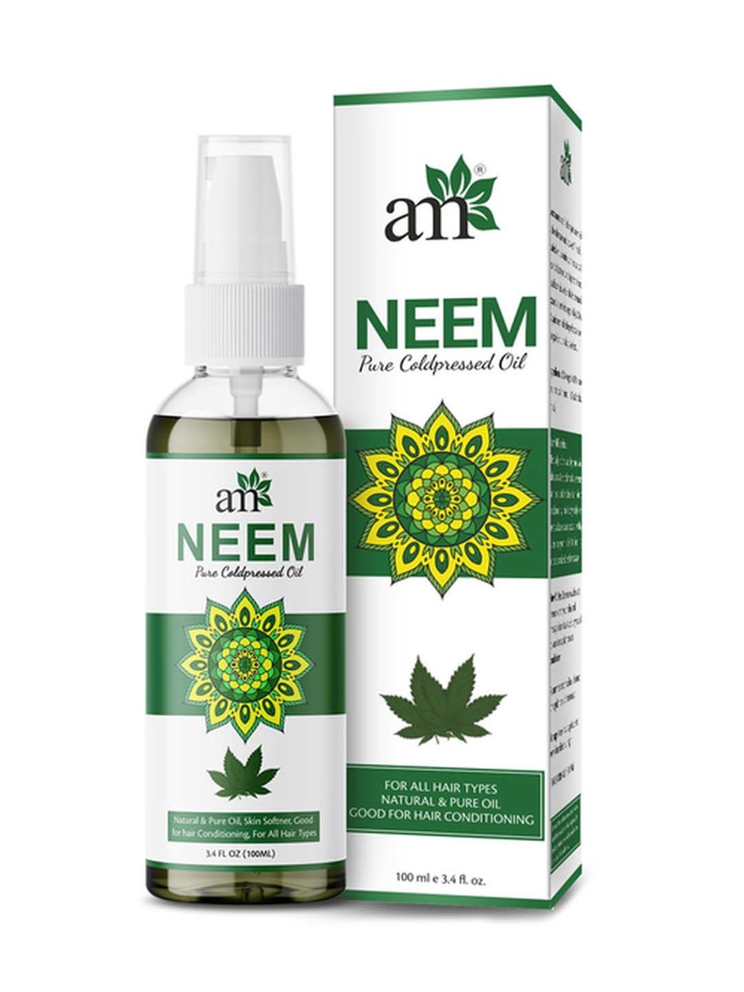 AromaMusk USDA Organic 100% Pure Cold Pressed Neem Oil for Hair Skin & Nails - 100 ml