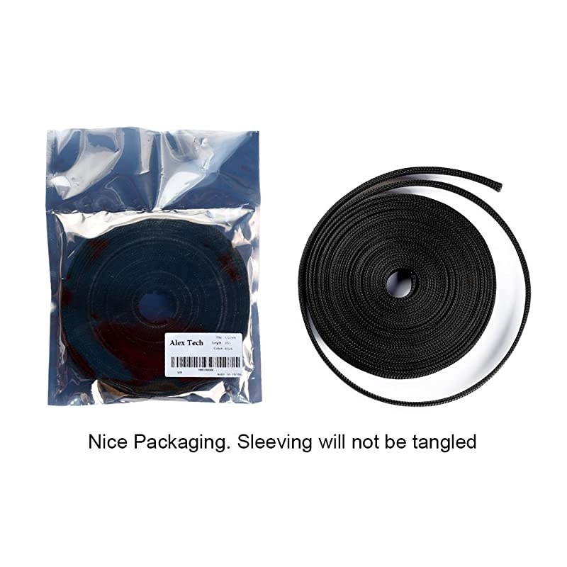 25ft 38 inch PET Expandable Braided Sleeving Black  braided cable sleeve