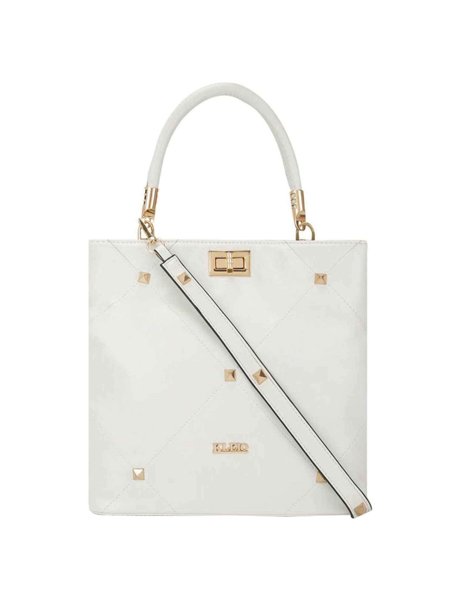 KLEIO White Textured Medium Handbag