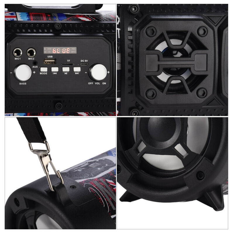 Portable Wireless Bluetooth Speaker Stereo Bass Outdoors Music AUX FM Radio USB