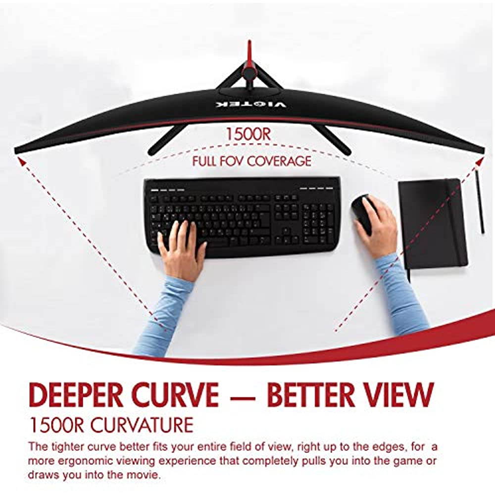 VIOTEK GNV34CB 34" Ultrawide Curved Gaming Monitor | 2560 x1080 100Hz 21:9 | Ultra-Bright VA Panel w/ Dynamic Color + FreeSync | HDMI DVI DP 3.5mm | Deep 1500R Curvature (VESA)
