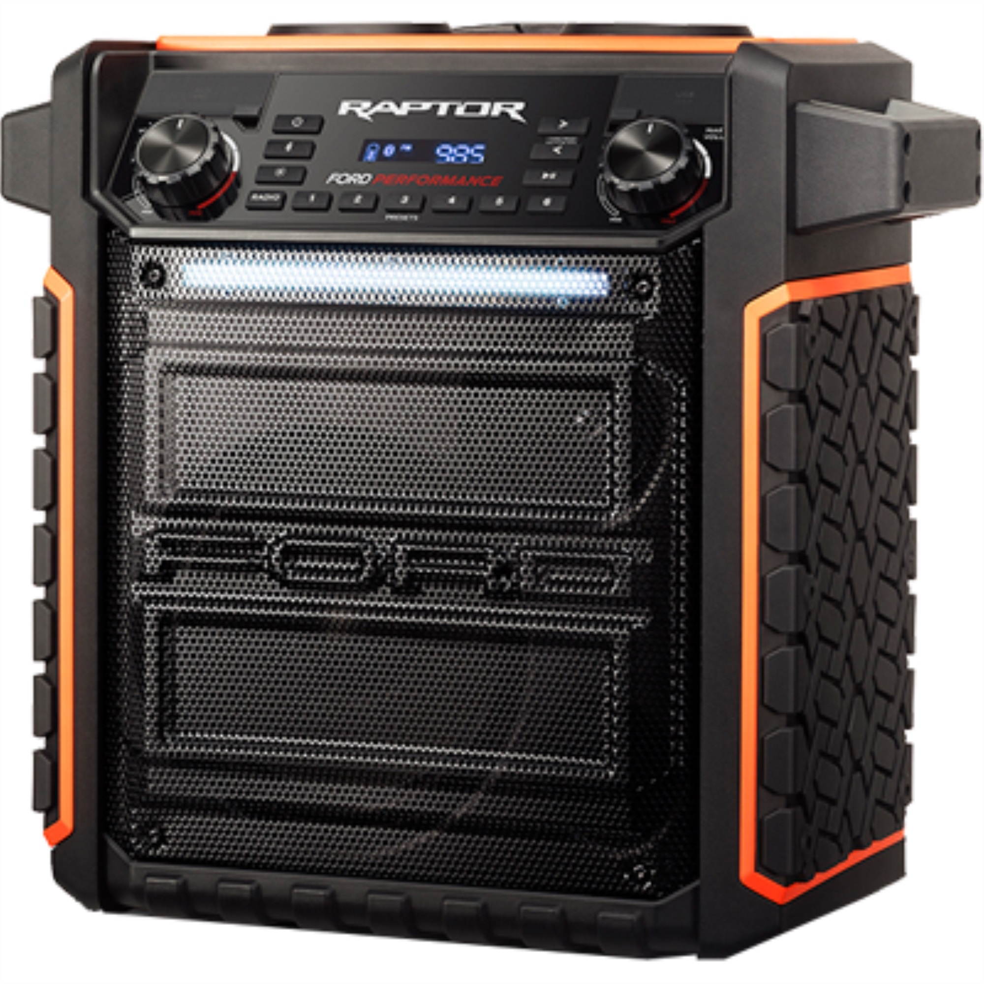 ION Audio Raptor | Ultra-Portable 100-watt Wireless Water-Resistant Speaker with 75-hour Rechargeable Battery, Bluetooth Streaming, AM/FM Radio and Multi-Color Light Bar