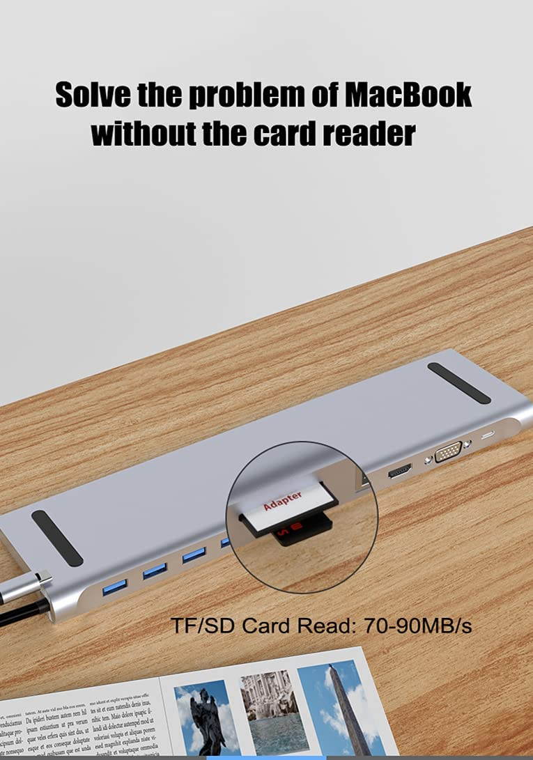 Ackmioxy USB C Docking Station 6 in 1 USB C Hub Laptop Docking Station Adapter with PD 3.0,4K HDMI,2 USB 3.0,SD/TF Card Reade Compatible with MacBook Pro/Air,Dell,HP and More USB Type-C Devices