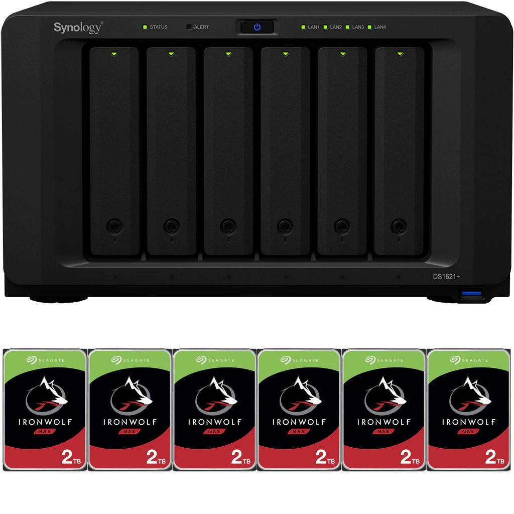 Synology DS1621+ DiskStation with 8GB RAM and 60TB (6 x 10TB) of Seagate Ironwolf NAS Drives Fully Assembled and Tested By CustomTechSales