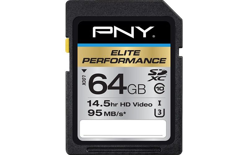 PNY Elite Performance 64 GB Class 10/UHS-I (U3) SDXC - 95 MB/s Read - Lifetime Warranty