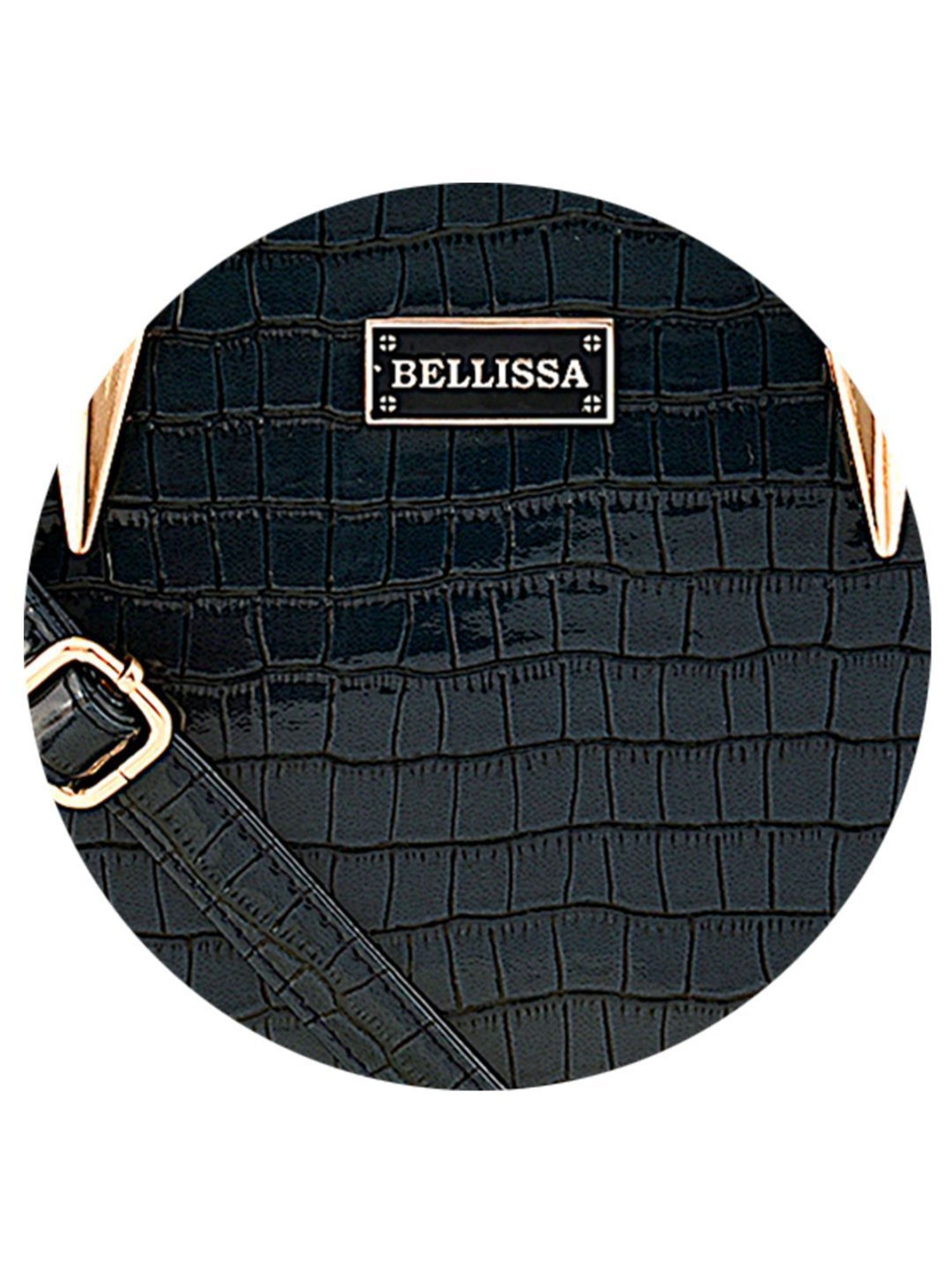 Bellissa Green Textured Medium Premium Handbag