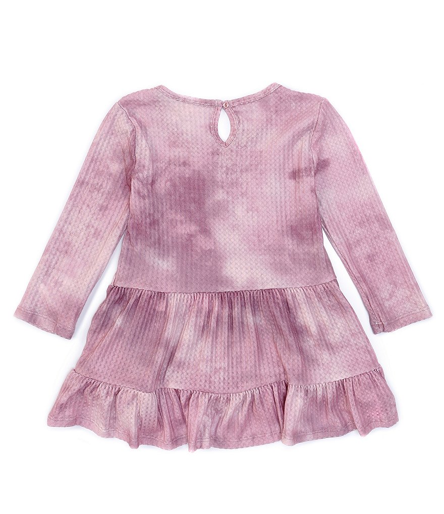 Ally B Big Girls 7-16 Long-Sleeve Tie-Dyed Ruffle Tiered Babydoll Top With Scarf