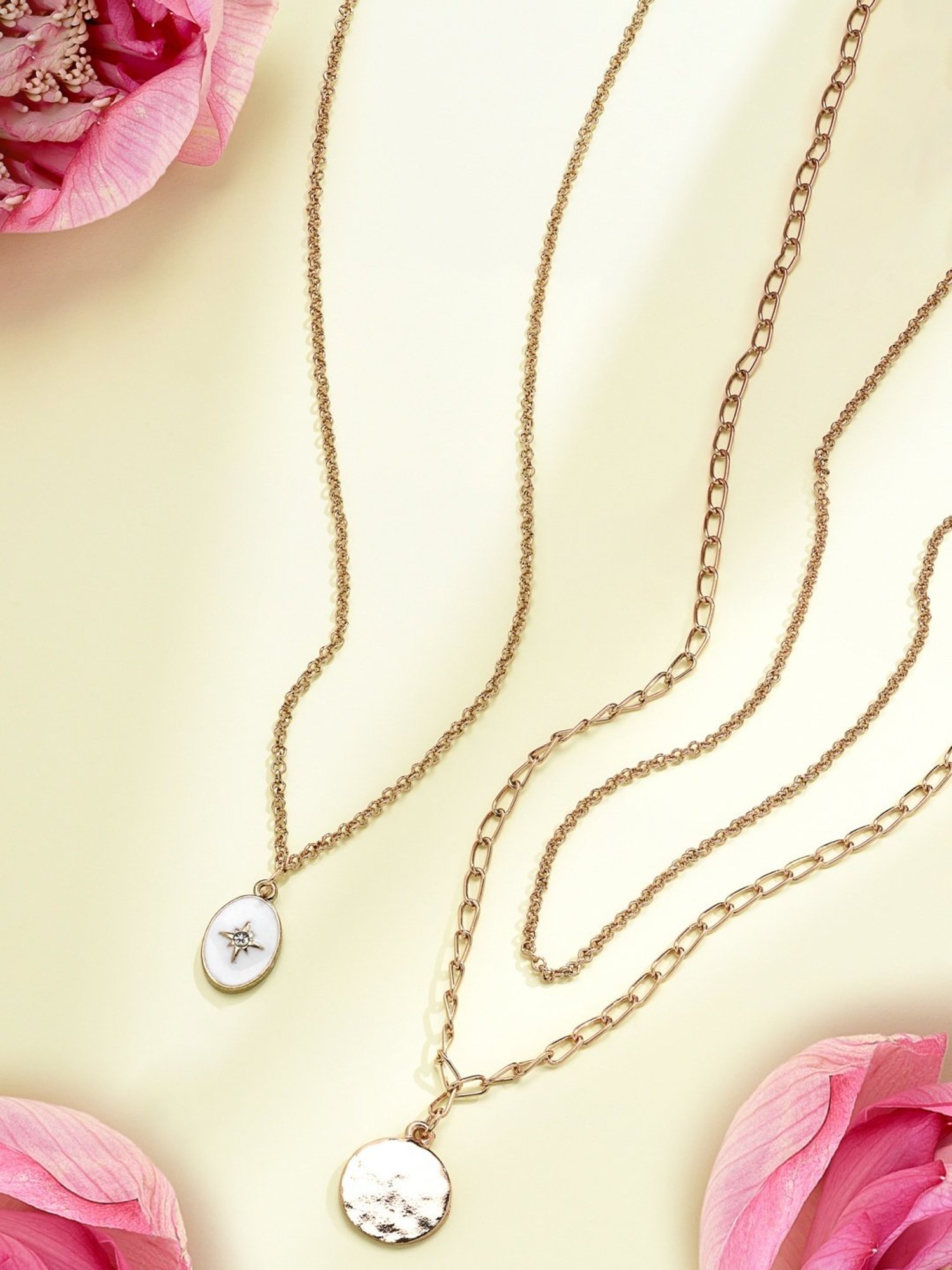 Zaveri Pearls Set of 2 Gold Tone Contemporary Chains -ZPFK15109