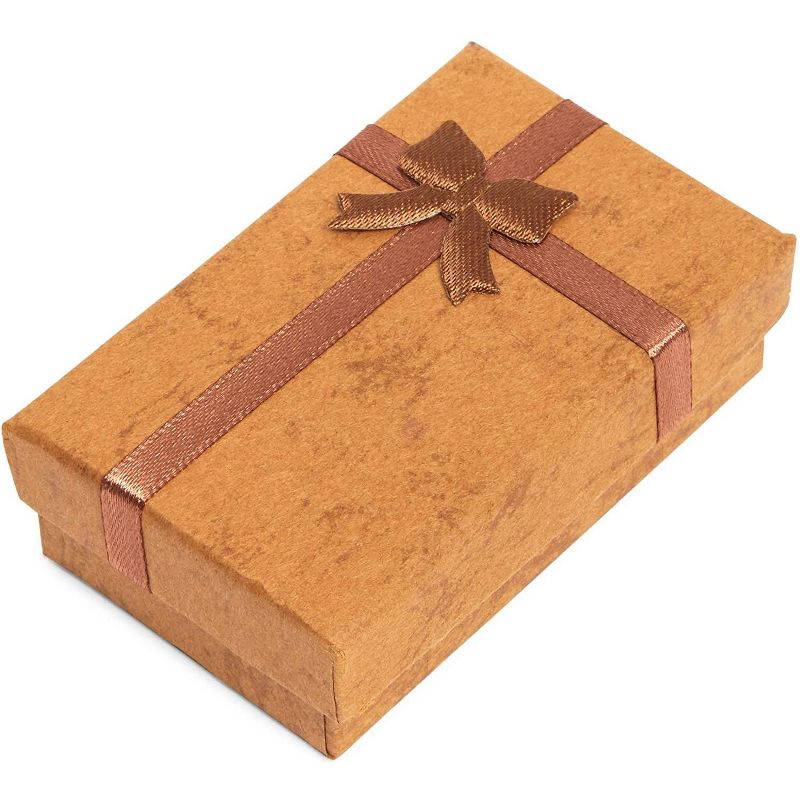 16 Pack Brown Jewelry Gift Boxes with Lids and Ribbon Bows for Display Rings, Earrings, Necklaces and Bracelets