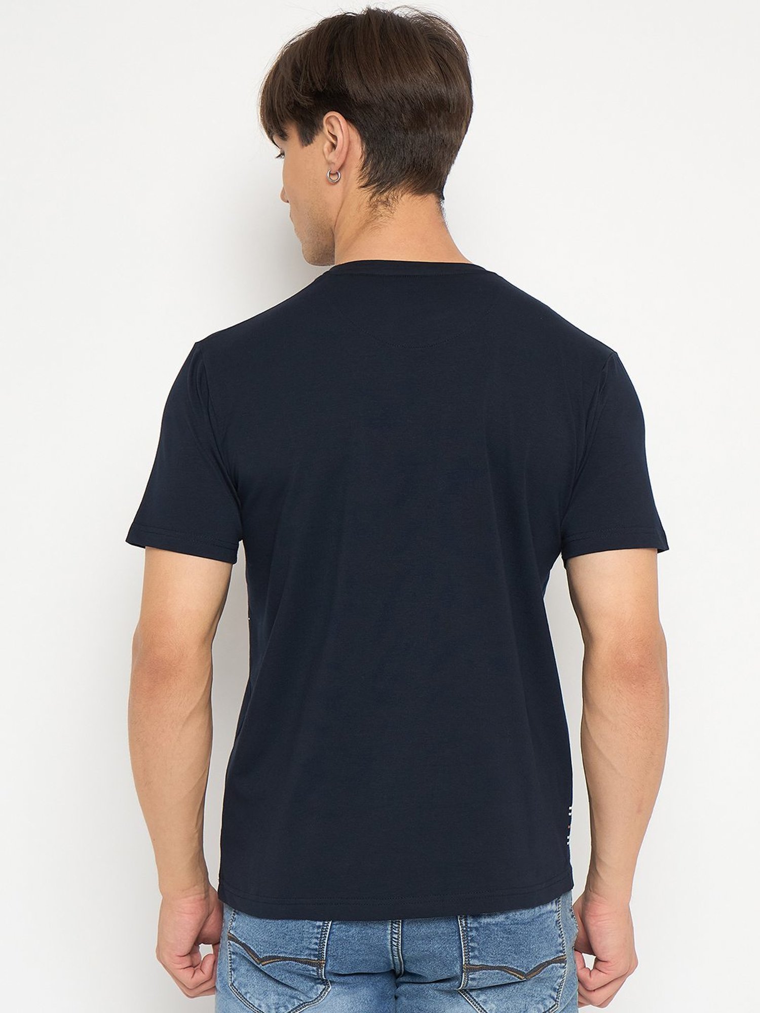 Duke Navy Slim Fit Printed T-Shirt