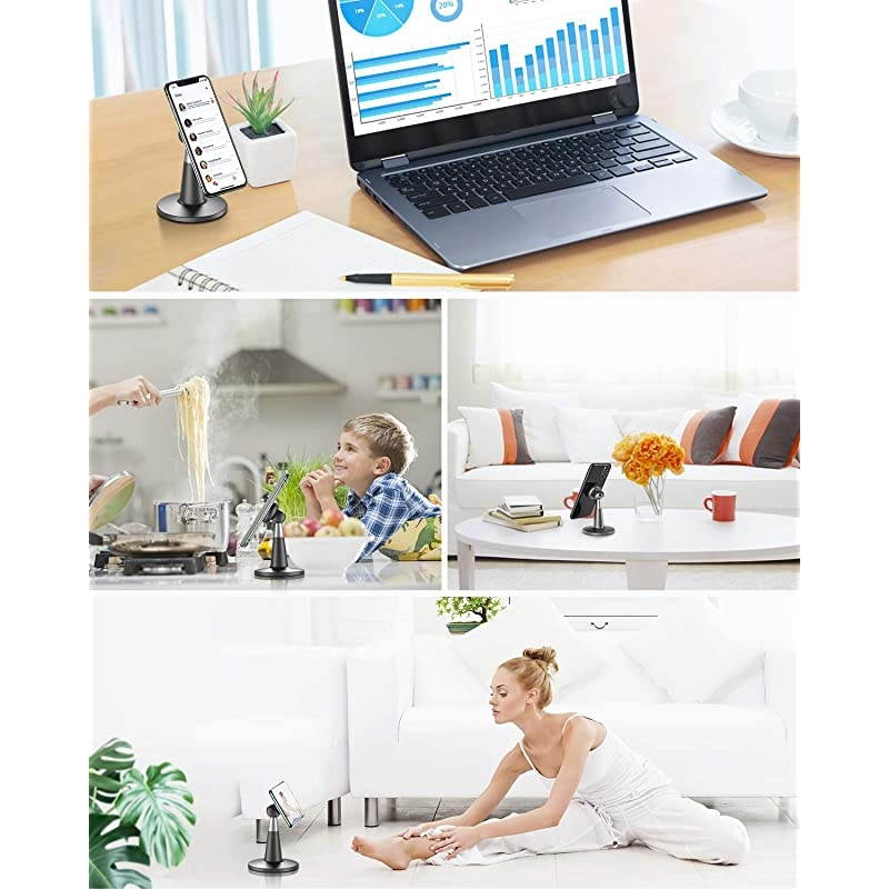Upgraded Magnetic Cell Phone Stand for Desk  Desktop Phone Holder Compatible with iPhone 11 Pro Xs Xs Max Xr X 8 7 6 Samsung Google Pixel and More