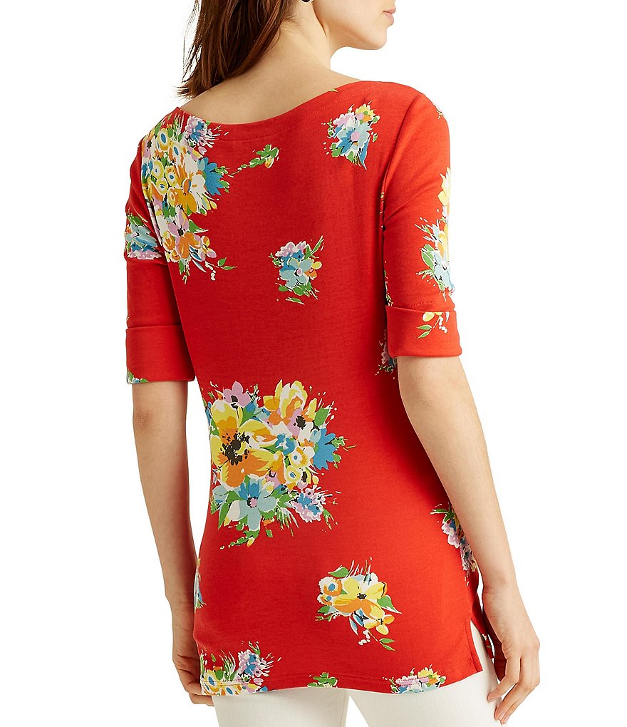 Calessa Floral Embroidered Round Neck Short Sleeve Tunic
