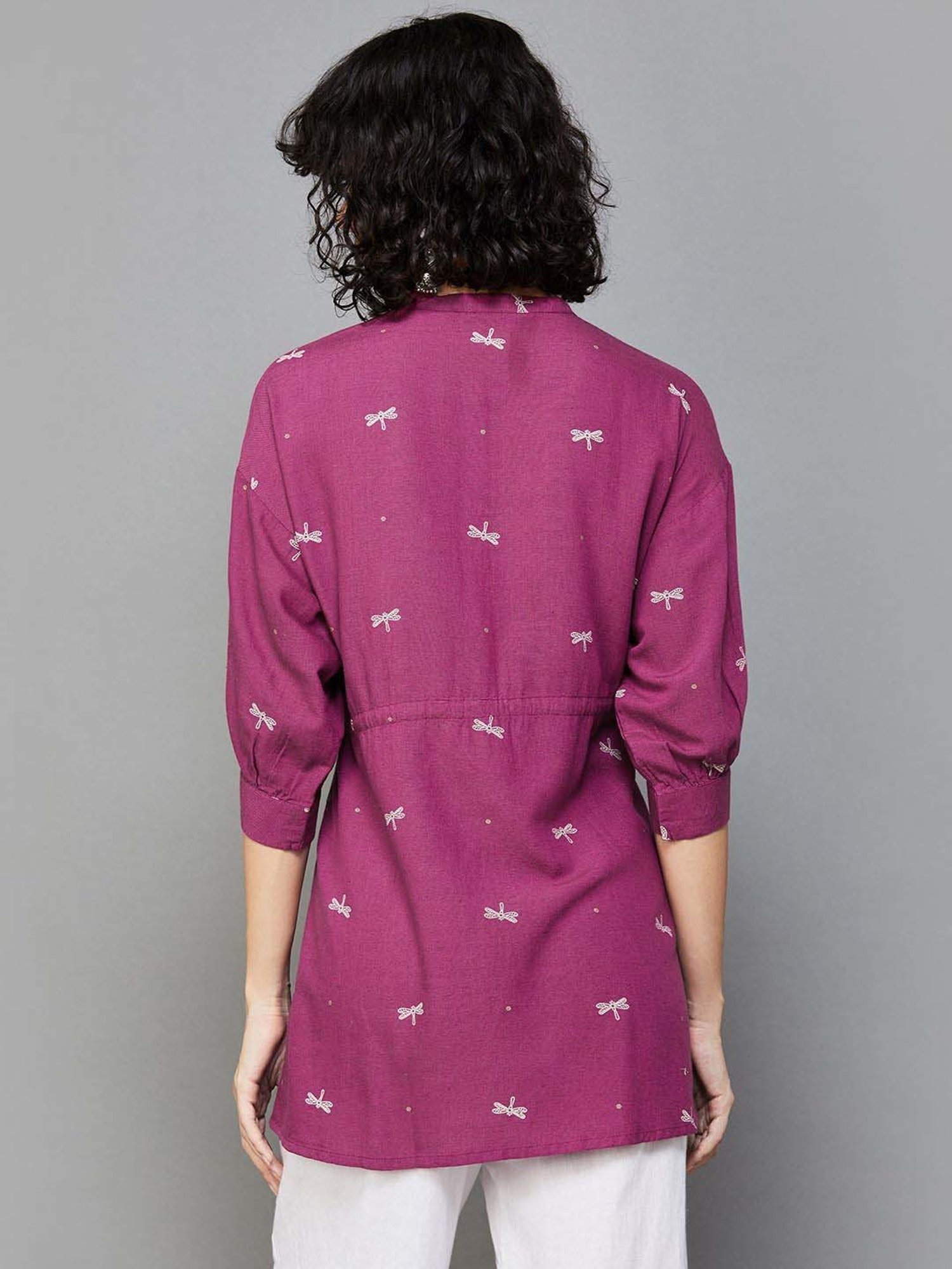 Colour Me by Melange Purple Embroidered Tunic