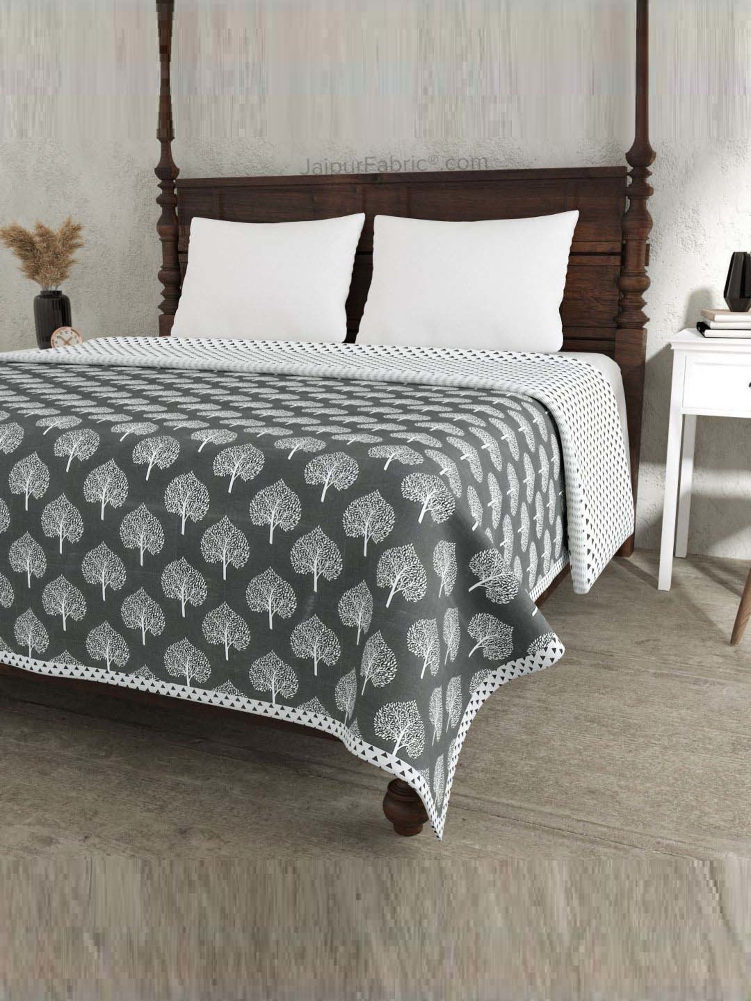 JaipurFabric Grey Mulmul Cotton 150 GSM Reversible Ac Dohar