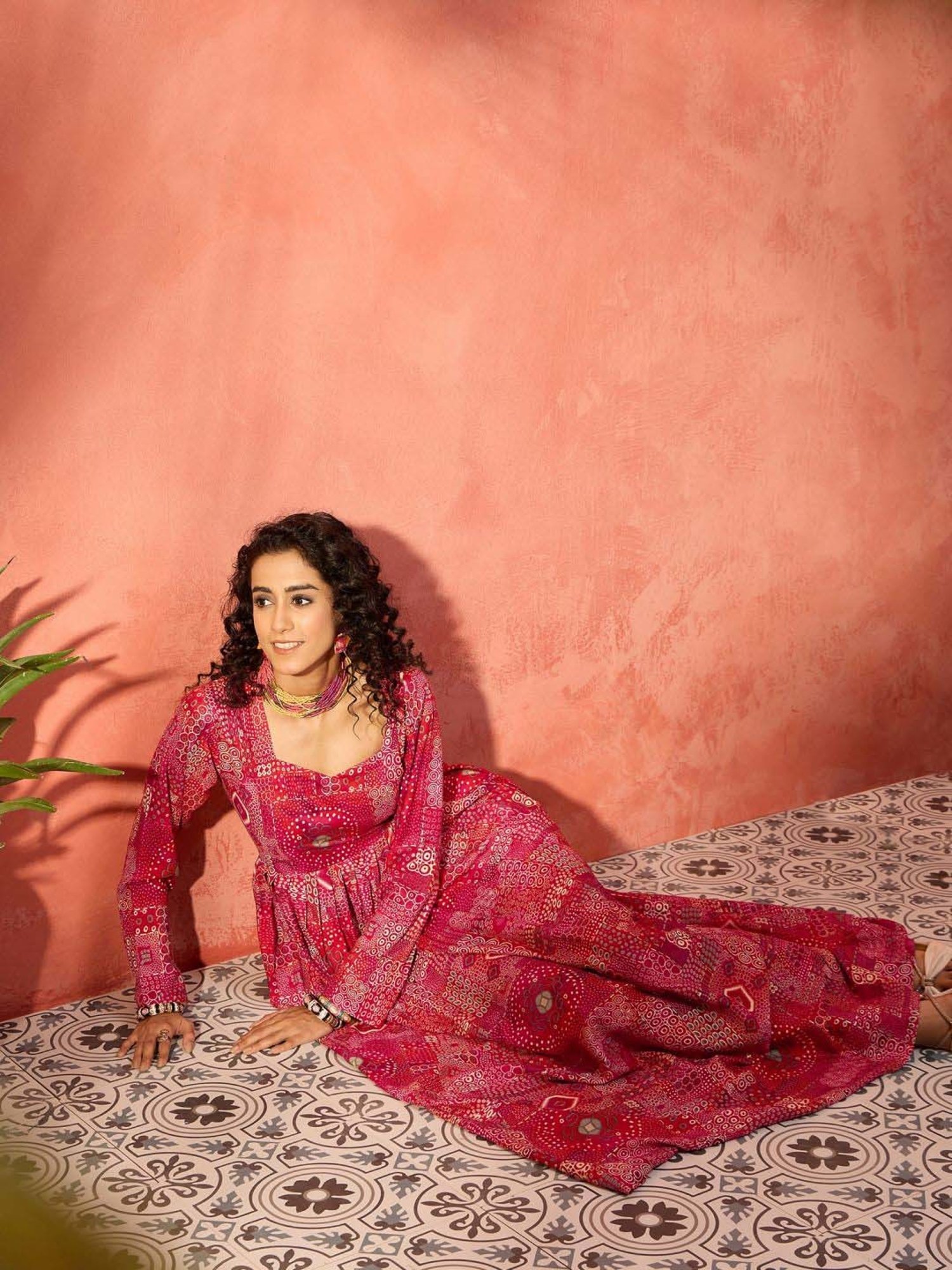 Inweave Red Printed Maxi Dress