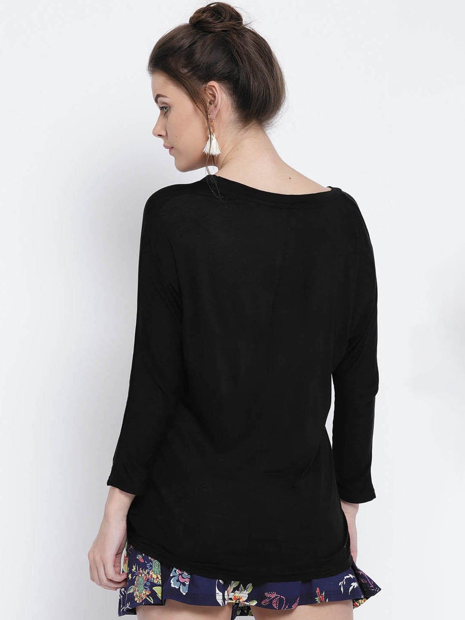 Sera Black Regular Fit Top