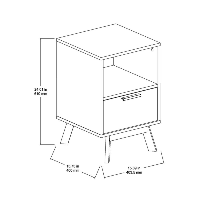 Aspen 1 Drawer Nightstand Vintage Reddish/Brown - Loft 607