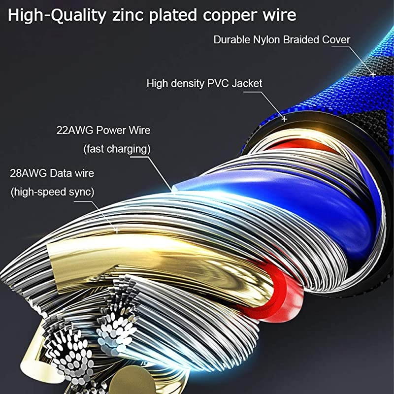 Angle iPhone Charger 5Pack 90 Degree Lightning Cable 3FT/6FT/10FT Long Nylon Braided iPhone Data Cable Wire Fast Charging Cord Compatible iPhone/iPad/ (Blue Black)