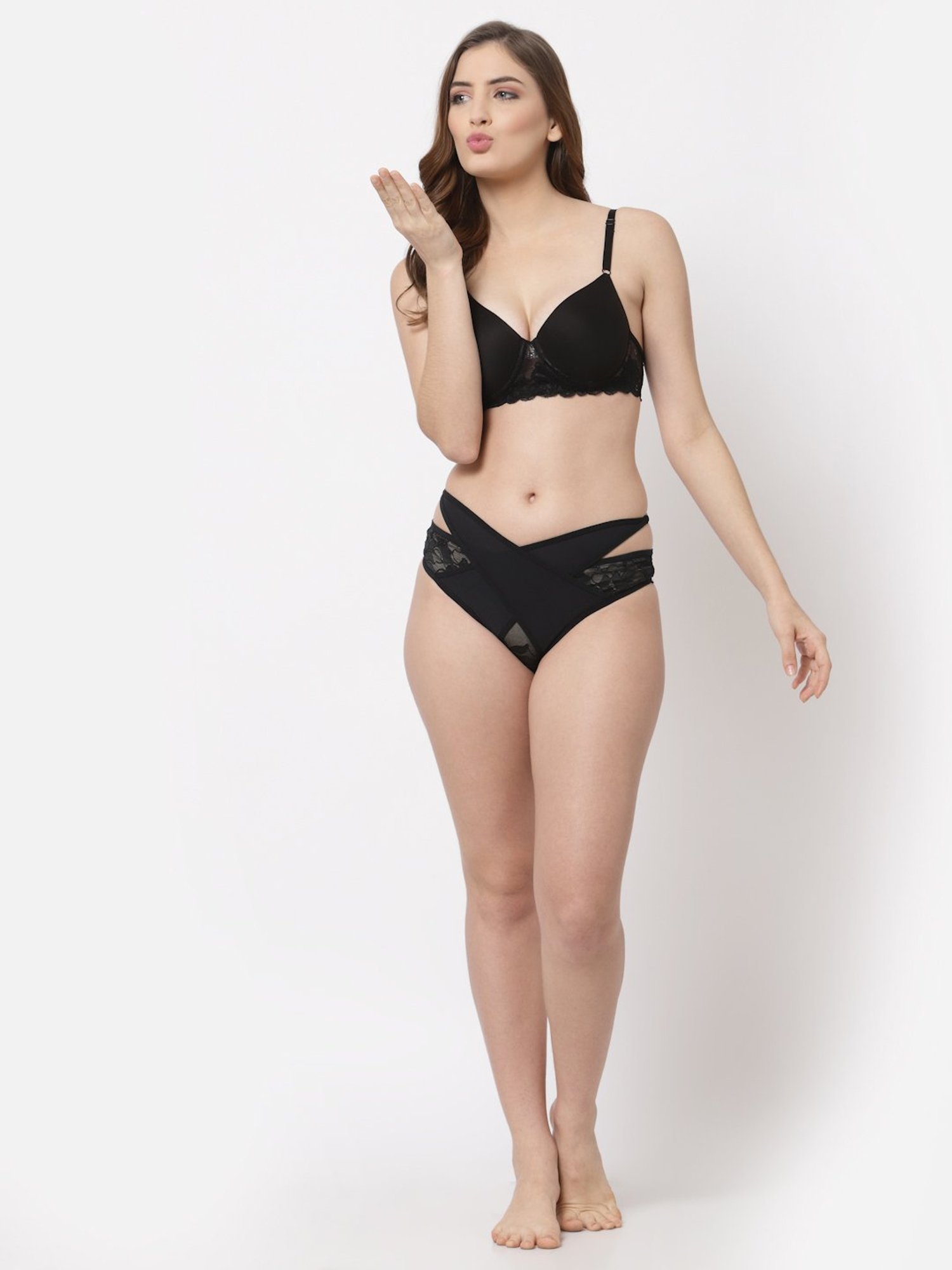 Cukoo Black Full Coverage Bra & Panty Set