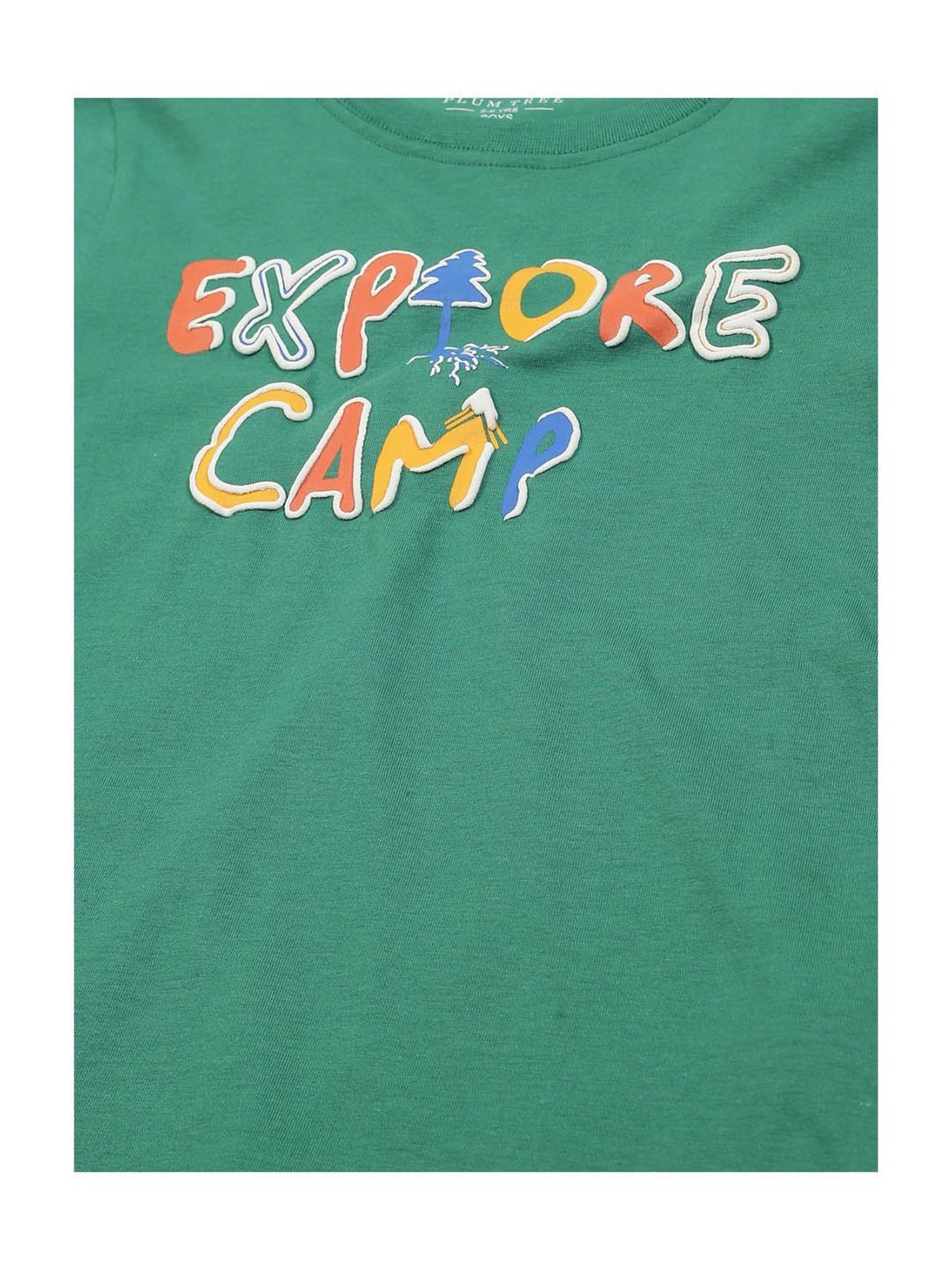 Plum Tree Kids Green & White Printed T-Shirt (Pack Of 2)