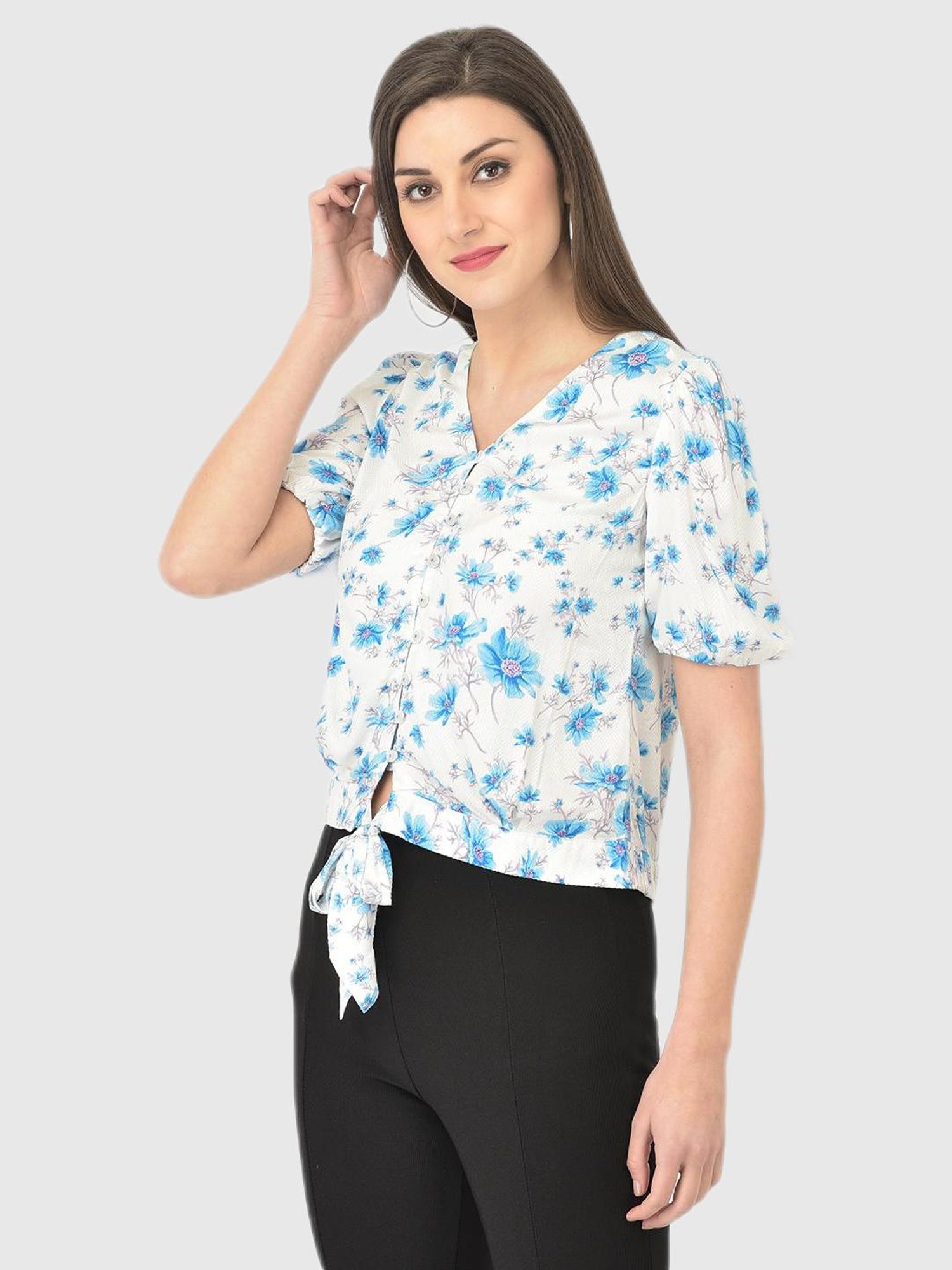 Latin Quarters White Floral Print Top