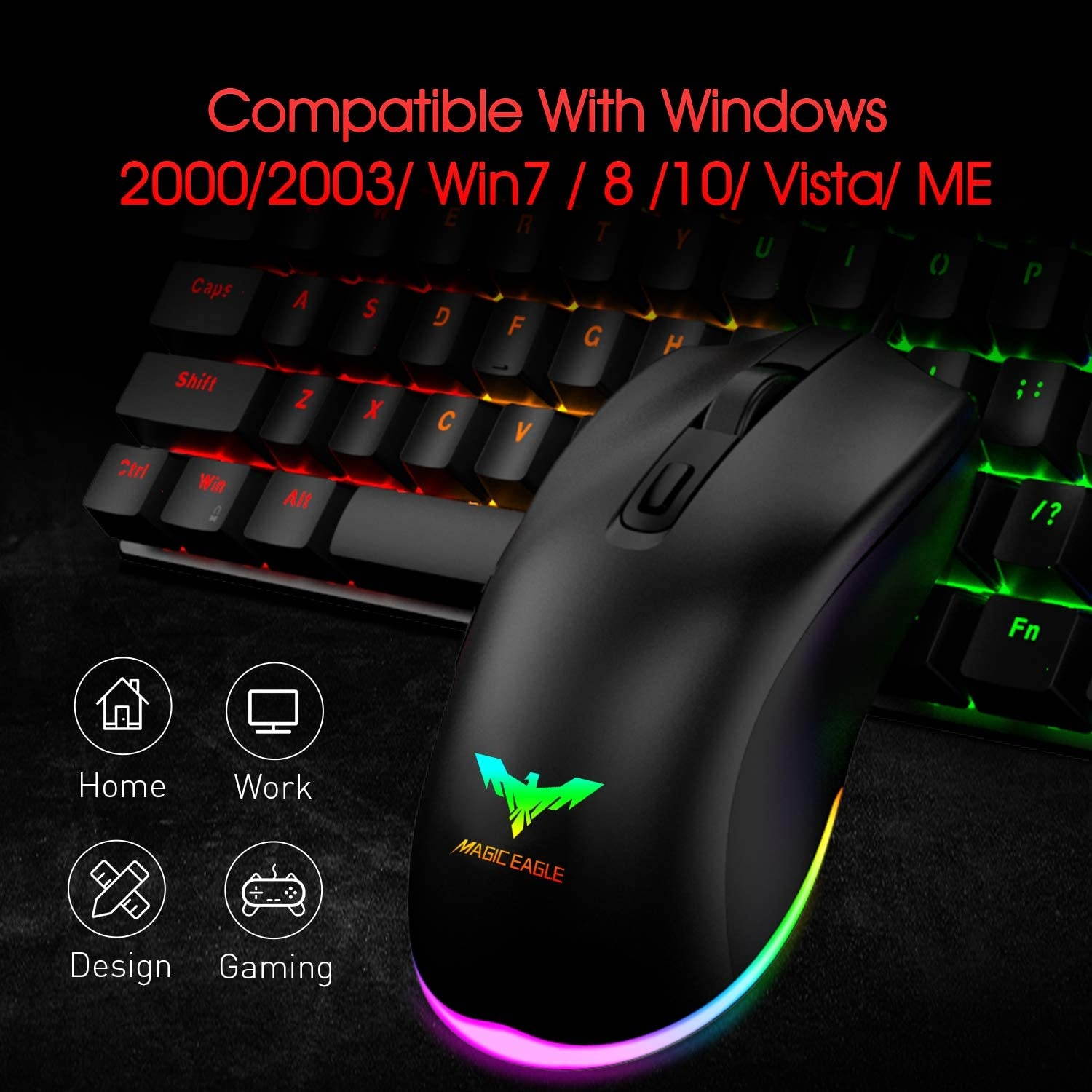 Havit RGB Gaming Mouse Wired PC Gaming Mice with 7 Color Backlight 6 Buttons Up to 6400 D P I Computer USB Mouses for Desktop Laptop Gamer & Work