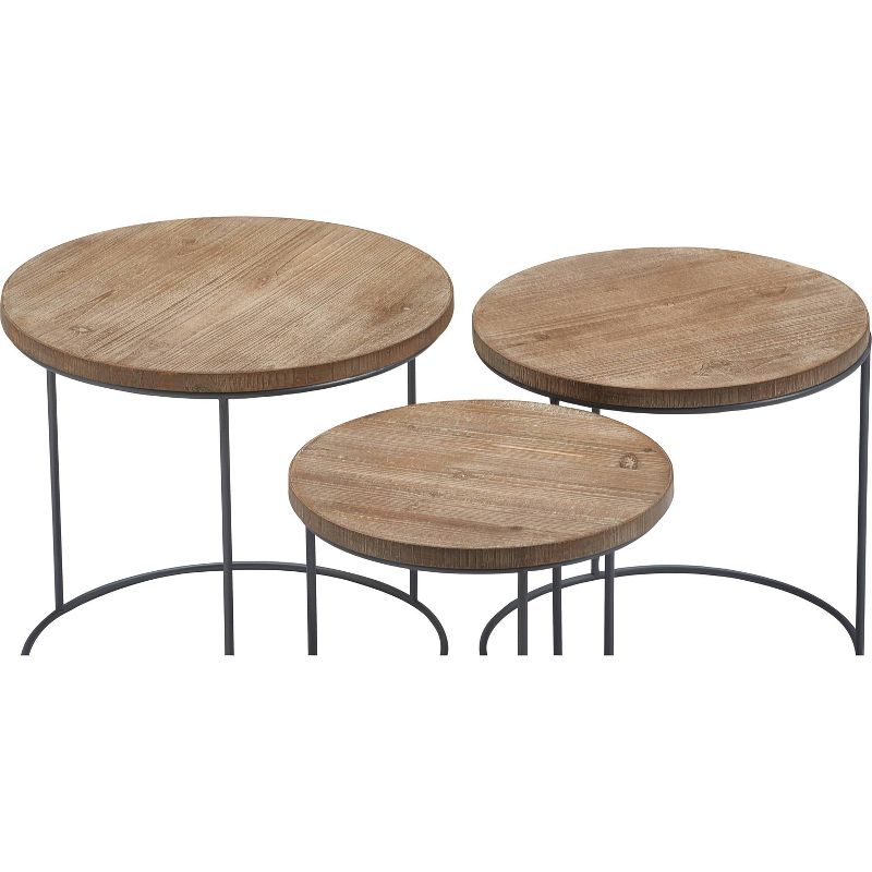 Set of 3 Berkshire Distressed Wood Nesting Side Tables Distressed Wood - Finch