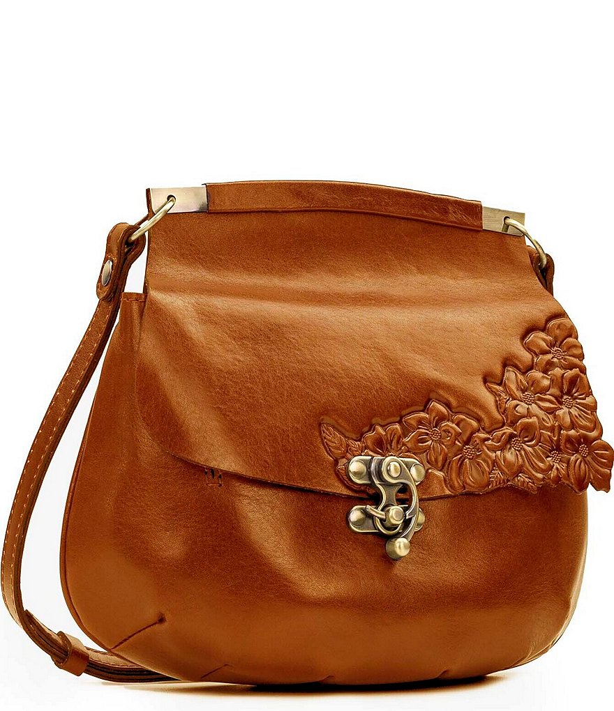 Patricia Nash Hand Cut Tan Collection Veneto Floral Crossbody Bag