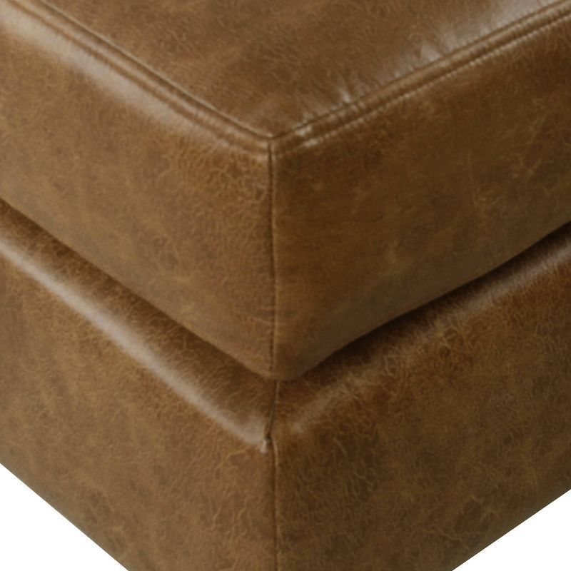 Brooklyn Large Pillowtop Ottoman Faux Leather Light Brown - HomePop
